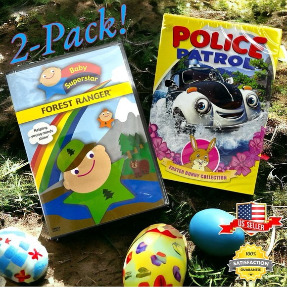 Police Patrol Easter Bunny & Baby Superstar Forest Ranger Family Kids DVD 2-Pack - Picture 1 of 10